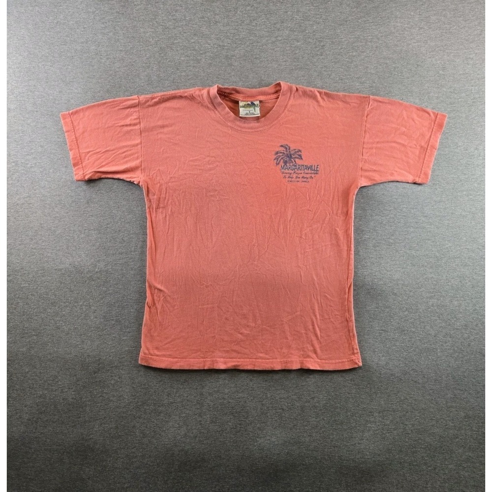 VTG Jimmy‎ Buffett Margaritaville Caribbean T-Shirt Mens Small Pink Parrot Y2K